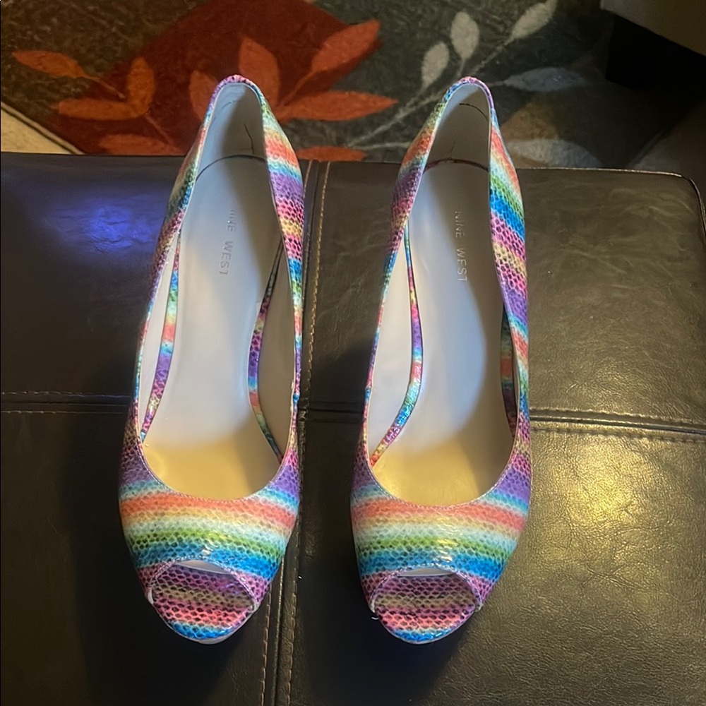 Colorful Striped Women's Heels
